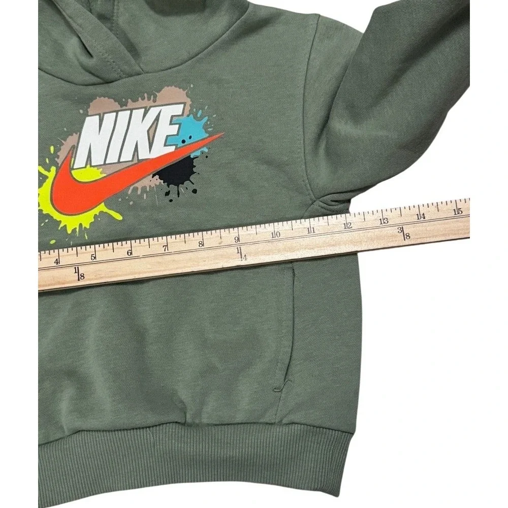 Nike Futura Hoodie Kids 2T Green Splatter Graphic‎ Fleece Pullover Sweatshirt